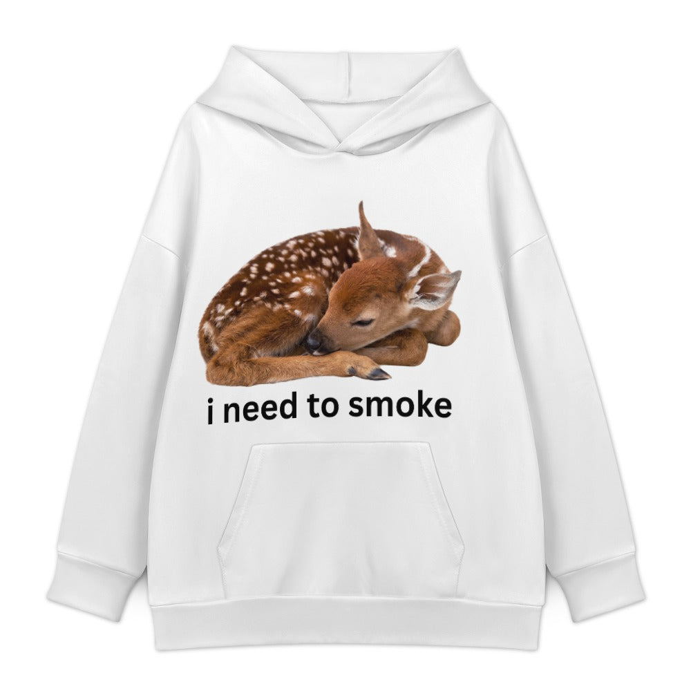 I Need to Smoke Fawn Hoodie — White