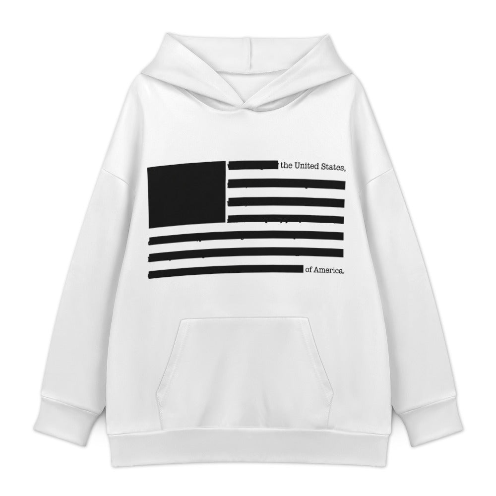 Redacted American Flag Hoodie — White