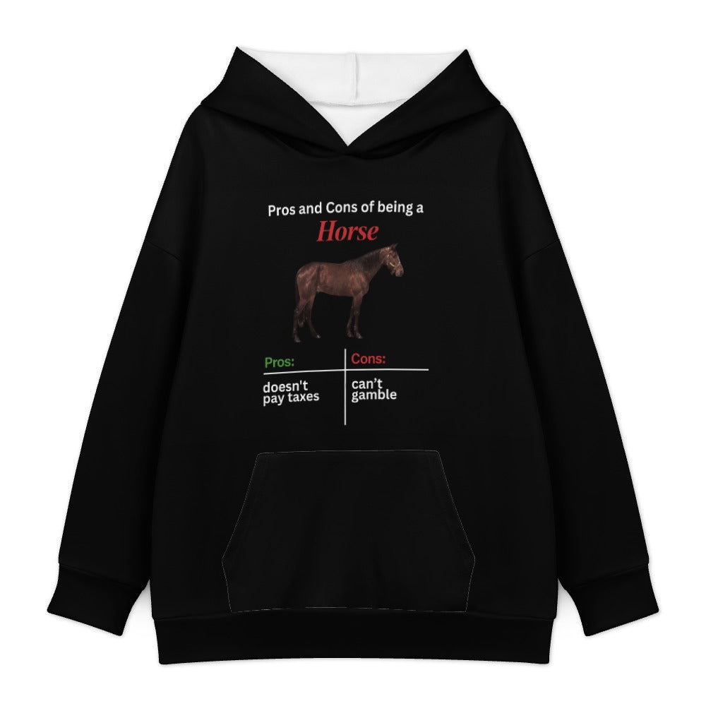 Horse Pros and Cons Hoodie — Black