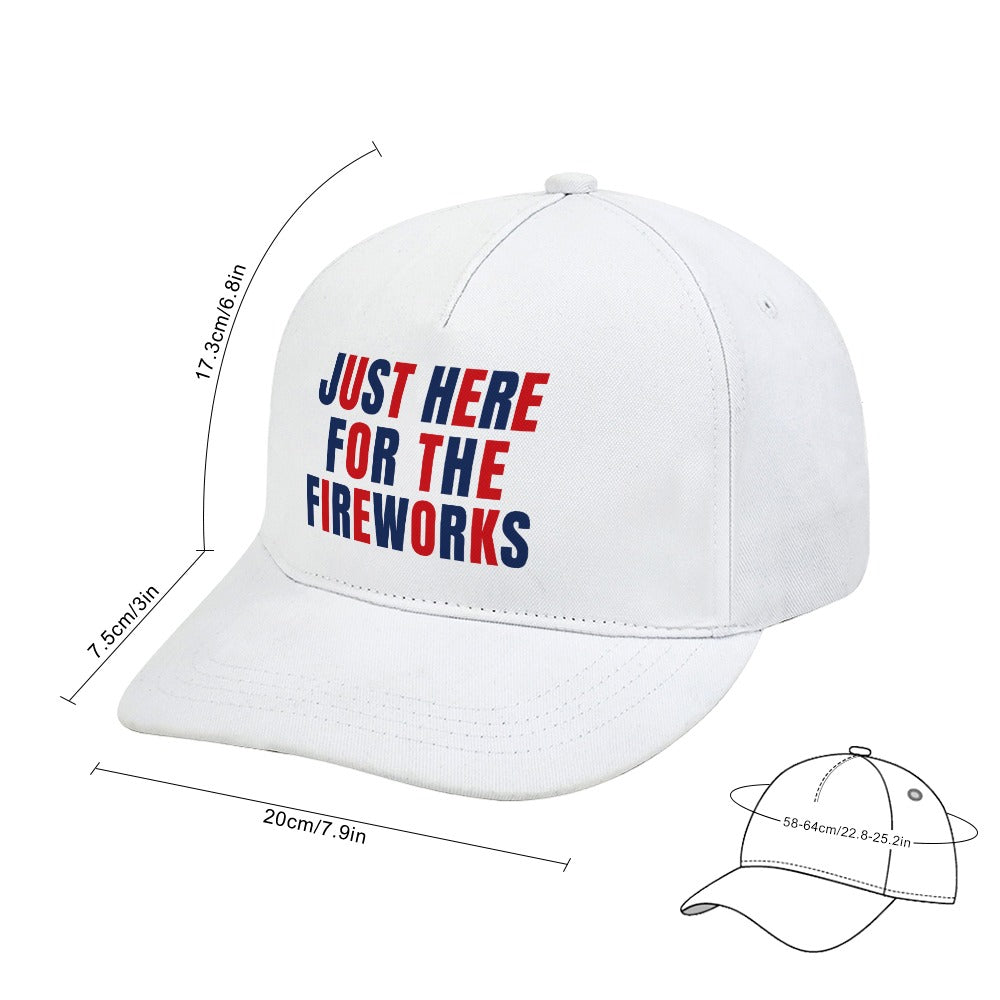 Just Here for the Fireworks Cap — White
