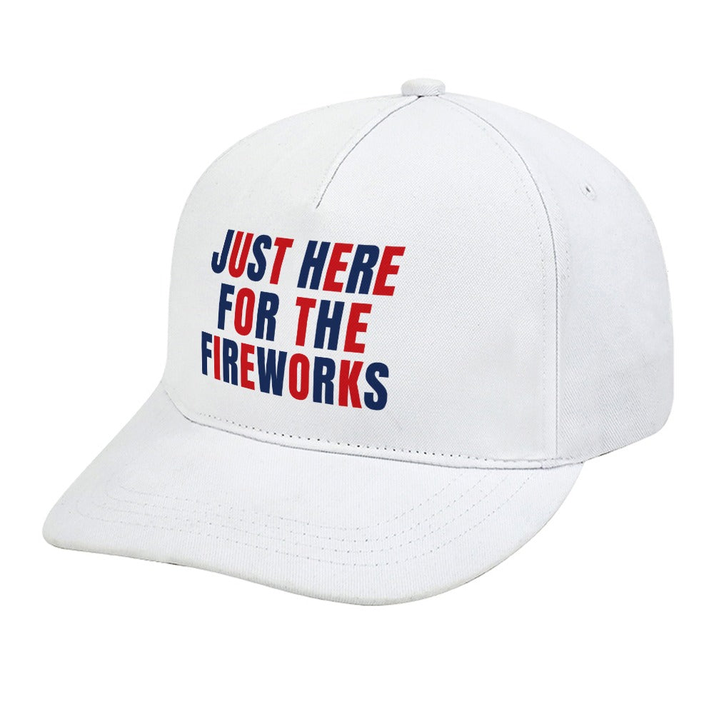 Just Here for the Fireworks Cap — White