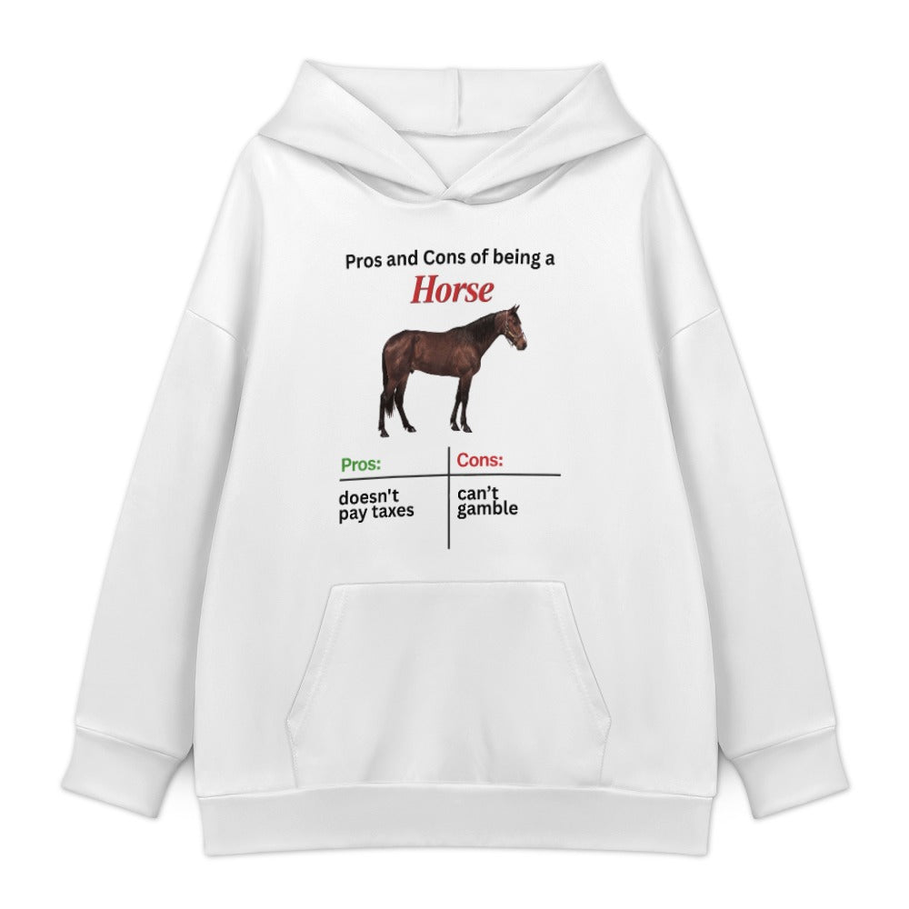 Horse Pros and Cons Hoodie — White