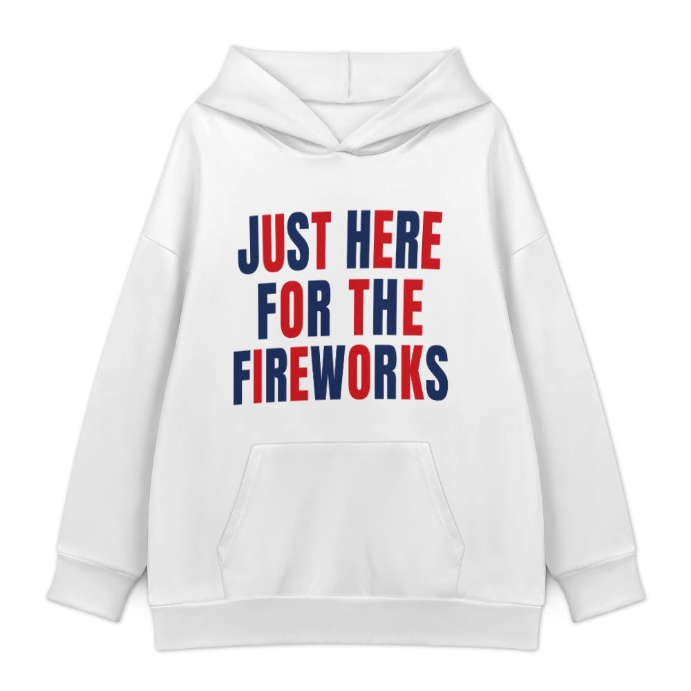 Just Here for the Fireworks Hoodie — White
