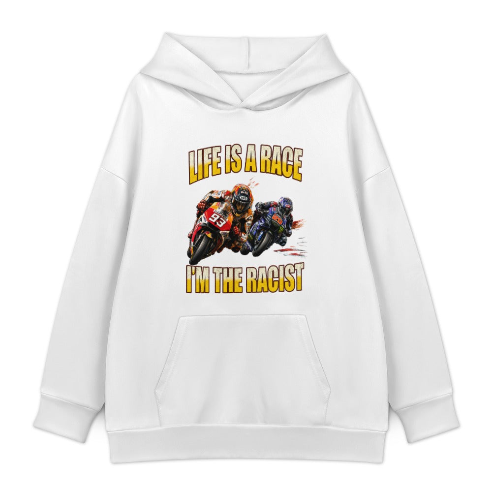 Life Is a Race Motorcycle Hoodie — White